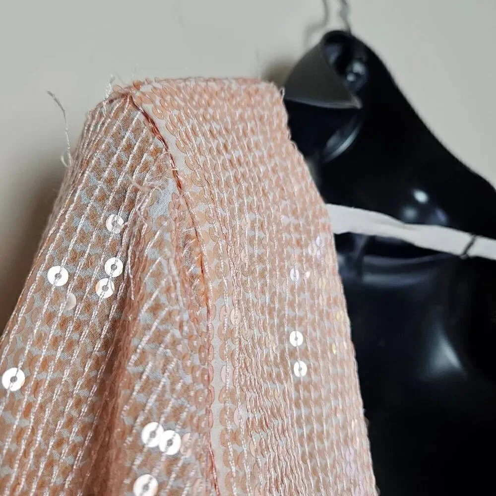 Free People Night Fever Peach Sequin Blouse